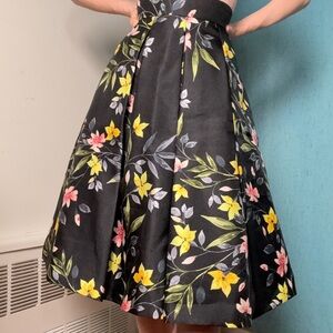 Eliza J Floral Black A-Line Skirt